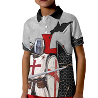 Knights Templar Warrior Red Cross Kid Polo Shirt Crusader Knight In Chainmail Armor With Shield And Sword Art