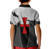 Knights Templar Warrior Red Cross Kid Polo Shirt Crusader Knight In Chainmail Armor With Shield And Sword Art