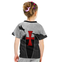 Knights Templar Warrior Red Cross Kid T Shirt Crusader Knight In Chainmail Armor With Shield And Sword Art