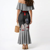 Knights Templar Warrior Red Cross Mermaid Dress Crusader Knight In Chainmail Armor With Shield And Sword Art