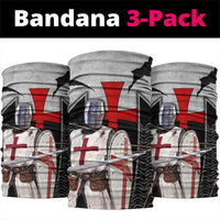 Knights Templar Warrior Red Cross Neck Gaiter Crusader Knight In Chainmail Armor With Shield And Sword Art