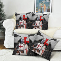 Knights Templar Warrior Red Cross Pillow Cover Crusader Knight In Chainmail Armor With Shield And Sword Art