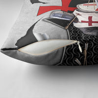 Knights Templar Warrior Red Cross Pillow Cover Crusader Knight In Chainmail Armor With Shield And Sword Art