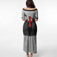 Knights Templar Warrior Red Cross Puletasi Crusader Knight In Chainmail Armor With Shield And Sword Art