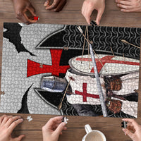 Knights Templar Warrior Red Cross Puzzle Crusader Knight In Chainmail Armor With Shield And Sword Art