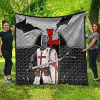 Knights Templar Warrior Red Cross Quilt Crusader Knight In Chainmail Armor With Shield And Sword Art
