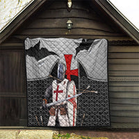 Knights Templar Warrior Red Cross Quilt Crusader Knight In Chainmail Armor With Shield And Sword Art