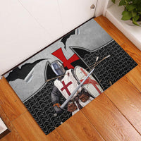 Knights Templar Warrior Red Cross Rubber Doormat Crusader Knight In Chainmail Armor With Shield And Sword Art