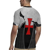 Knights Templar Warrior Red Cross Rugby Jersey Crusader Knight In Chainmail Armor With Shield And Sword Art