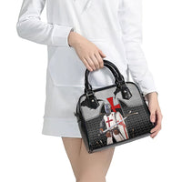 Knights Templar Warrior Red Cross Shoulder Handbag Crusader Knight In Chainmail Armor With Shield And Sword Art