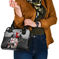 Knights Templar Warrior Red Cross Shoulder Handbag Crusader Knight In Chainmail Armor With Shield And Sword Art