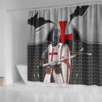 Knights Templar Warrior Red Cross Shower Curtain Crusader Knight In Chainmail Armor With Shield And Sword Art