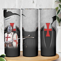 Knights Templar Warrior Red Cross Skinny Tumbler Crusader Knight In Chainmail Armor With Shield And Sword Art