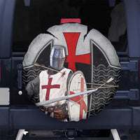 Knights Templar Warrior Red Cross Spare Tire Cover Crusader Knight In Chainmail Armor With Shield And Sword Art