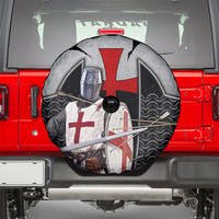 Knights Templar Warrior Red Cross Spare Tire Cover Crusader Knight In Chainmail Armor With Shield And Sword Art