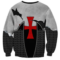 Knights Templar Warrior Red Cross Sweatshirt Crusader Knight In Chainmail Armor With Shield And Sword Art