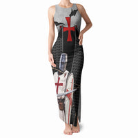 Knights Templar Warrior Red Cross Tank Maxi Dress Crusader Knight In Chainmail Armor With Shield And Sword Art