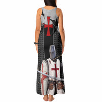 Knights Templar Warrior Red Cross Tank Maxi Dress Crusader Knight In Chainmail Armor With Shield And Sword Art