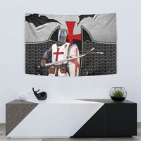 Knights Templar Warrior Red Cross Tapestry Crusader Knight In Chainmail Armor With Shield And Sword Art