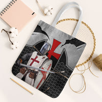 Knights Templar Warrior Red Cross Tote Bag Crusader Knight In Chainmail Armor With Shield And Sword Art