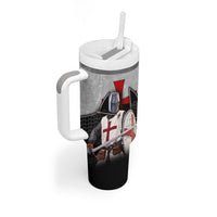 Knights Templar Warrior Red Cross Tumbler With Handle Crusader Knight In Chainmail Armor With Shield And Sword Art