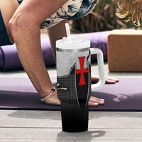 Knights Templar Warrior Red Cross Tumbler With Handle Crusader Knight In Chainmail Armor With Shield And Sword Art