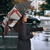 Knights Templar Warrior Red Cross Umbrella Crusader Knight In Chainmail Armor With Shield And Sword Art