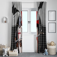 Knights Templar Warrior Red Cross Window Curtain Crusader Knight In Chainmail Armor With Shield And Sword Art