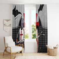 Knights Templar Warrior Red Cross Window Curtain Crusader Knight In Chainmail Armor With Shield And Sword Art