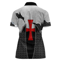 Knights Templar Warrior Red Cross Women Polo Shirt Crusader Knight In Chainmail Armor With Shield And Sword Art