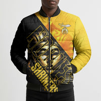 Nobles Shriners Pharaoh Bomber Puffer Jacket Egyptian Pharaoh King Tut Art With Gold Scimitar Emblem