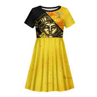 Nobles Shriners Pharaoh Kid Short Sleeve Dress Egyptian Pharaoh King Tut Art With Gold Scimitar Emblem
