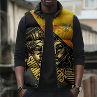 Nobles Shriners Pharaoh Sleeveless Puffer Jacket Egyptian Pharaoh King Tut Art With Gold Scimitar Emblem