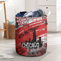 Personalized Chicago City Skyline Laundry Basket Urban Graffiti Street Art - Second City Windy City