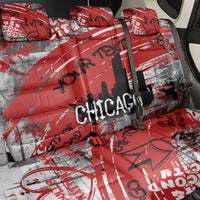 Personalized Chicago City Skyline Back Car Seat Cover Urban Graffiti Street Art - Second City Windy City