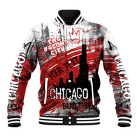 Personalized Chicago City Skyline Baseball Jacket Urban Graffiti Street Art - Second City Windy City