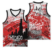 Personalized Chicago City Skyline Basketball Jersey Urban Graffiti Street Art - Second City Windy City