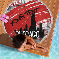 Personalized Chicago City Skyline Beach Blanket Urban Graffiti Street Art - Second City Windy City