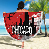 Personalized Chicago City Skyline Beach Blanket Urban Graffiti Street Art - Second City Windy City