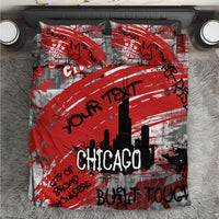 Personalized Chicago City Skyline Bedding Set Urban Graffiti Street Art - Second City Windy City