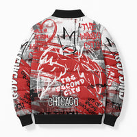 Personalized Chicago City Skyline Bomber Puffer Jacket Urban Graffiti Street Art - Second City Windy City