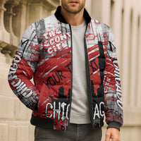 Personalized Chicago City Skyline Bomber Puffer Jacket Urban Graffiti Street Art - Second City Windy City