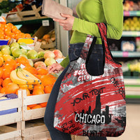 Personalized Chicago City Skyline Grocery Bag Urban Graffiti Street Art - Second City Windy City