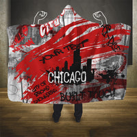 Personalized Chicago City Skyline Hooded Blanket Urban Graffiti Street Art - Second City Windy City