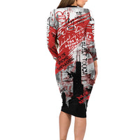 Personalized Chicago City Skyline Long Sleeve Bodycon Dress Urban Graffiti Street Art - Second City Windy City