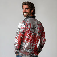 Personalized Chicago City Skyline Long Sleeve Polo Shirt Urban Graffiti Street Art - Second City Windy City