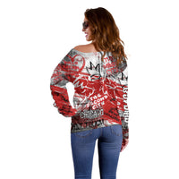 Personalized Chicago City Skyline Off Shoulder Sweater Urban Graffiti Street Art - Second City Windy City