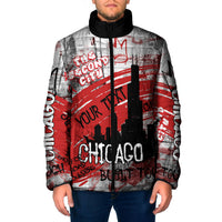 Personalized Chicago City Skyline Padded Jacket Urban Graffiti Street Art - Second City Windy City