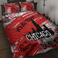 Personalized Chicago City Skyline Quilt Bed Set Urban Graffiti Street Art - Second City Windy City