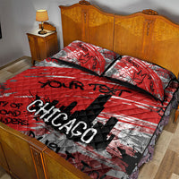 Personalized Chicago City Skyline Quilt Bed Set Urban Graffiti Street Art - Second City Windy City